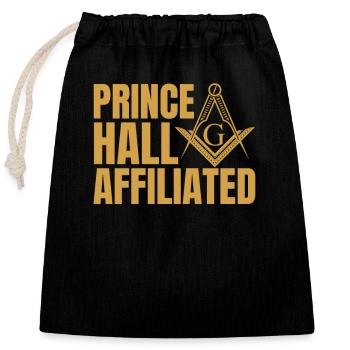 Freimaurer Winkel & Zirkel FREEMASON Prince Hall - Verschließbarer Geschenkbeutel aus Baumwolle (25x30cm) - Schwarz - Vorne
