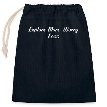 Randonnée - Explorez plus, ne vous inquiétez pas - Sac cadeau en coton avec cordon (25 x 30 cm) - bleu marine - Devant