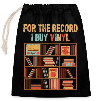 Pour la petite histoire j’achète des platines vinyles Vintage Fan - Sac cadeau en coton avec cordon (25 x 30 cm) - noir - Devant