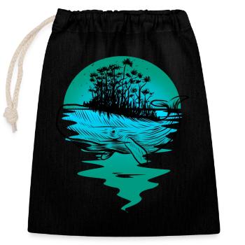 whale, fish, ocean, marine mammals - Closable cotton gift bag (25x30cm) - black - Front