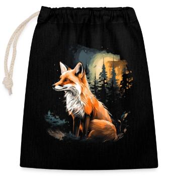 Fuchs - Verschließbarer Geschenkbeutel aus Baumwolle (25x30cm) - Schwarz - Vorne
