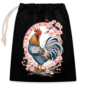 Asian With Cherry Blossoms Aesthetic - Closable cotton gift bag (25x30cm) - black - Front