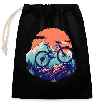 Mountain biking - Closable cotton gift bag (25x30cm) - black - Front
