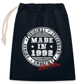 Retro Patch Vintage 1992 Birthday Gift - Closable cotton gift bag (25x30cm) - navy - Front