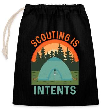 L’aventure vous attend : dans les tentes Scouting Tee - Sac cadeau en coton avec cordon (25 x 30 cm) - noir - Devant