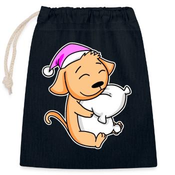 Dog Tired Sleeping Sleeping Girl - Closable cotton gift bag (25x30cm) - navy - Front