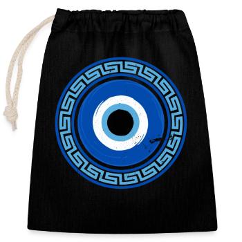 Mykonos Korfu Griechenland Flagge Antike Reise - Verschließbarer Geschenkbeutel aus Baumwolle (25x30cm) - Schwarz - Vorne