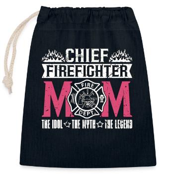 Chief Firefighter Mom The Idol The Myth Fireman - Closable cotton gift bag (25x30cm) - navy - Front