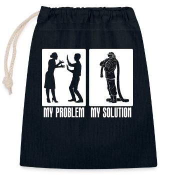 Chief Firefighter My Problem My Pictogram Dad Mom - Closable cotton gift bag (25x30cm) - navy - Front
