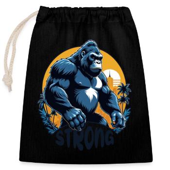 gorille avec chaine en or - Sac cadeau en coton avec cordon (25 x 30 cm) - noir - Devant