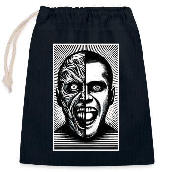 Horreur psychologique suspense psychiatrique - Sac cadeau en coton avec cordon (25 x 30 cm) - bleu marine - Devant