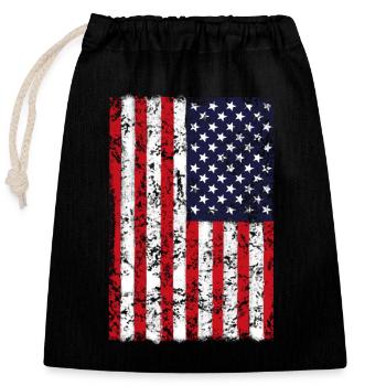 U.S. FLAGGE vertikal - Verschließbarer Geschenkbeutel aus Baumwolle (25x30cm) - Schwarz - Vorne