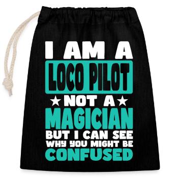 Pilote de locomotive - Sac cadeau en coton avec cordon (25 x 30 cm) - noir - Devant