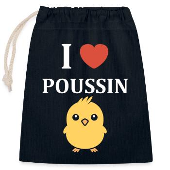 Humour bébé poussin - Sac cadeau en coton avec cordon (25 x 30 cm) - bleu marine - Devant