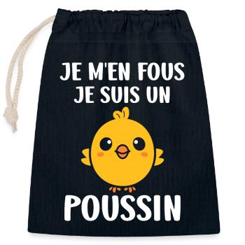 Humour bébé poussin - Sac cadeau en coton avec cordon (25 x 30 cm) - bleu marine - Devant