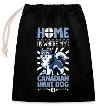 Accueil - Chien esquimau canadien - Sac cadeau en coton avec cordon (25 x 30 cm) - noir - Devant