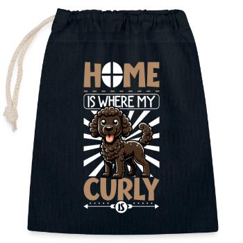 Home - Curly-coated Retriever - Closable cotton gift bag (25x30cm) - navy - Front