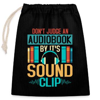 Aventures de livres audio : écoutez au-delà du clip - Sac cadeau en coton avec cordon (25 x 30 cm) - noir - Devant