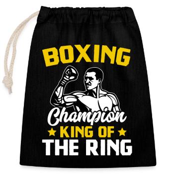Box-Champion König des Rings - Verschließbarer Geschenkbeutel aus Baumwolle (25x30cm) - Schwarz - Vorne