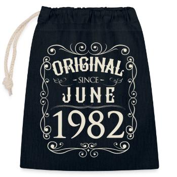 Vintage - Original since June 1982 Birthday - Closable cotton gift bag (25x30cm) - navy - Front