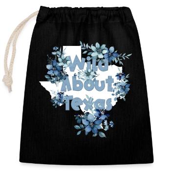 Wildflower Fields Wildflowers Bluebonnet - Closable cotton gift bag (25x30cm) - black - Front