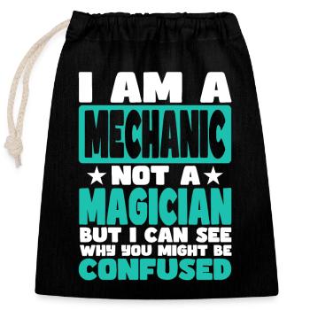 Mechanic - Closable cotton gift bag (25x30cm) - black - Front