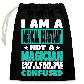 Assistante médicale - Sac cadeau en coton avec cordon (25 x 30 cm) - noir - Devant
