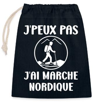 Randonné humour marche nordique - Sac cadeau en coton avec cordon (25 x 30 cm) - bleu marine - Devant