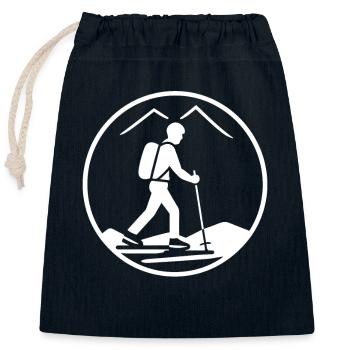 Randonné humour marche nordique - Sac cadeau en coton avec cordon (25 x 30 cm) - bleu marine - Devant
