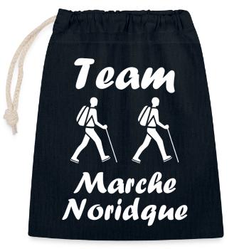 Randonné humour marche nordique - Sac cadeau en coton avec cordon (25 x 30 cm) - bleu marine - Devant