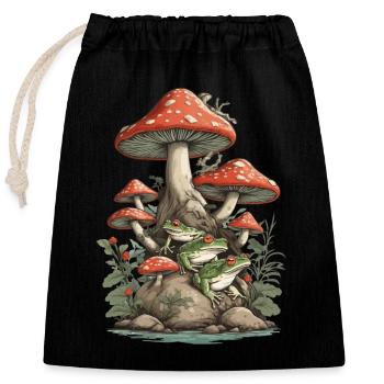 Natur Vintage Frosch Design Streetwear Aesthetic - Verschließbarer Geschenkbeutel aus Baumwolle (25x30cm) - Schwarz - Vorne