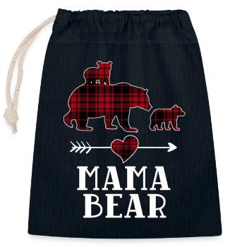 Mama Bear 2 Cubs Shirt Christmas Mama Bear Plaid - Closable cotton gift bag (25x30cm) - navy - Front