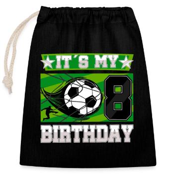 8e anniversaire Garçon Soccer 8 ans Cadeaux - Sac cadeau en coton avec cordon (25 x 30 cm) - noir - Devant