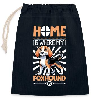 Accueil - English Foxhound - Sac cadeau en coton avec cordon (25 x 30 cm) - bleu marine - Devant