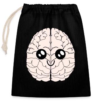Brain Autism Asperger's Kavaii Intelligence - Closable cotton gift bag (25x30cm) - black - Front
