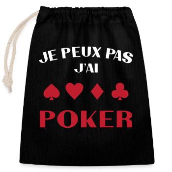 Je Peux Pas J'ai Poker Cadeau - Sac cadeau en coton avec cordon (25 x 30 cm) - noir - Devant