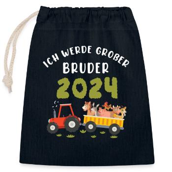 Grand Frère 2024 - Sac cadeau en coton avec cordon (25 x 30 cm) - bleu marine - Devant