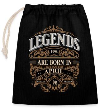 1996 April born Birthday Year of birth - Closable cotton gift bag (25x30cm) - black - Front