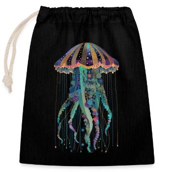 Cadeau de méduse - Sac cadeau en coton avec cordon (25 x 30 cm) - noir - Devant