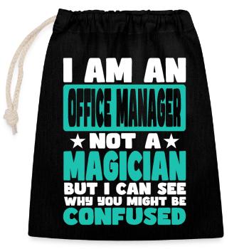 Office Manager - Closable cotton gift bag (25x30cm) - black - Front