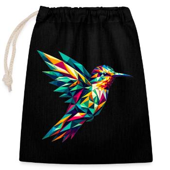 Colibri dans la représentation polygonale - Sac cadeau en coton avec cordon (25 x 30 cm) - noir - Devant
