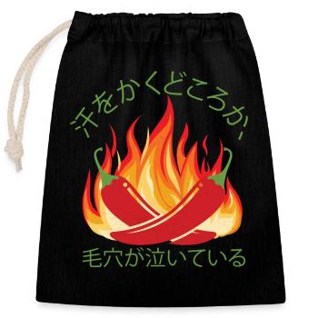 Il brûle toujours deux fois - Sauce piquante Chili Cook - Sac cadeau en coton avec cordon (25 x 30 cm) - noir - Devant