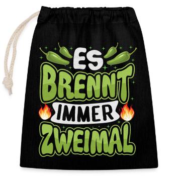 Il brûle toujours deux fois - Sauce piquante Chili Cook - Sac cadeau en coton avec cordon (25 x 30 cm) - noir - Devant