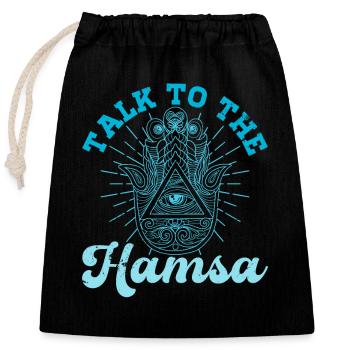 Hamsa Eye Hand Talisman Yoga Fluchschutz - Verschließbarer Geschenkbeutel aus Baumwolle (25x30cm) - Schwarz - Vorne