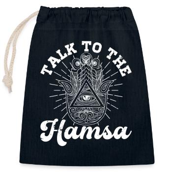Hamsa Eye Hand Talisman Yoga Fluchschutz - Verschließbarer Geschenkbeutel aus Baumwolle (25x30cm) - Navy - Vorne
