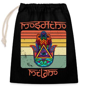 Yoga Namaste Hamsa Eye Hand Fluchschutz - Verschließbarer Geschenkbeutel aus Baumwolle (25x30cm) - Schwarz - Vorne