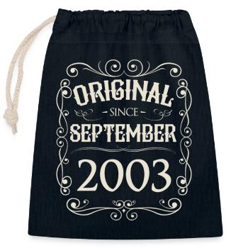 Vintage - Original since September 2003 Birthday - Closable cotton gift bag (25x30cm) - navy - Front