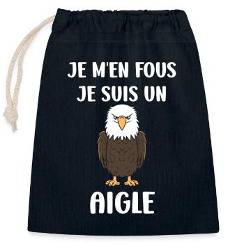 Citation humour Oiseau aigle - Sac cadeau en coton avec cordon (25 x 30 cm) - bleu marine - Devant