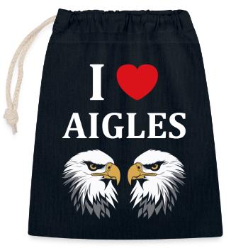 Citation humour Oiseau aigle - Sac cadeau en coton avec cordon (25 x 30 cm) - bleu marine - Devant