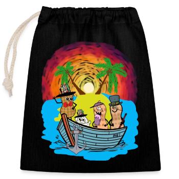 South Seas Expedition Travel Adventure Peanuts Ahoy - Closable cotton gift bag (25x30cm) - black - Front